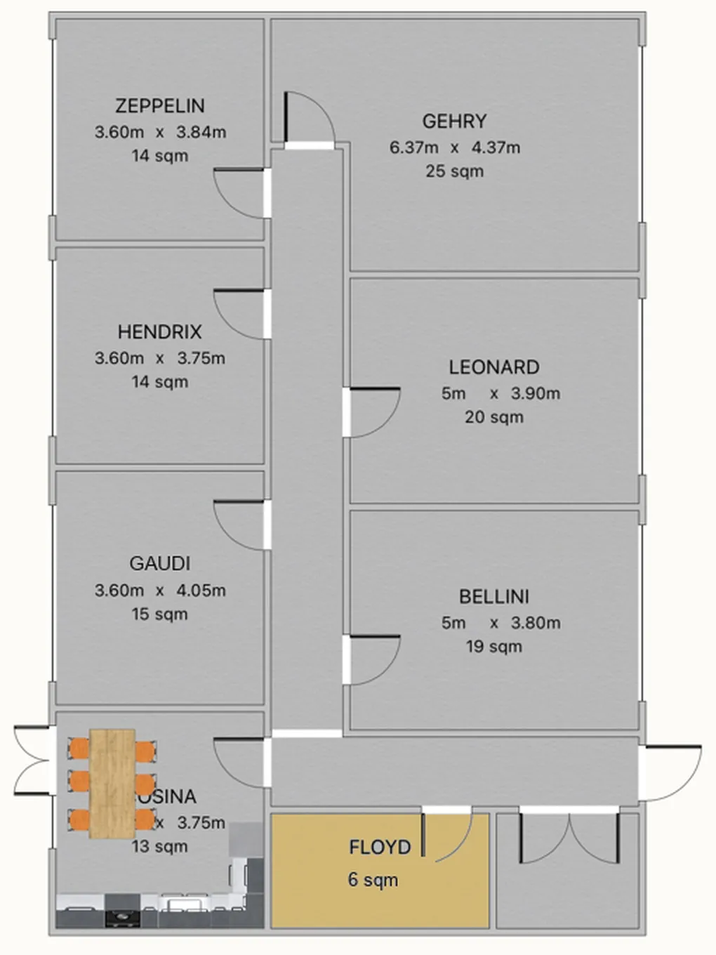 Floor plan of the second floor with Floyd highlighted